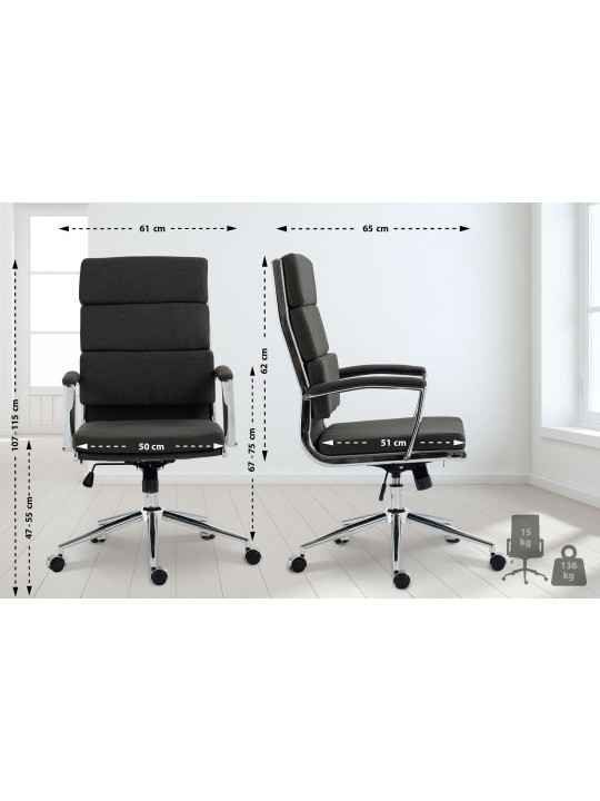 Kancelárske kreslo látka Cleveland, tmavosivá