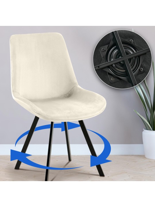 Zamatová jedálenská stolička Lewes, krémová