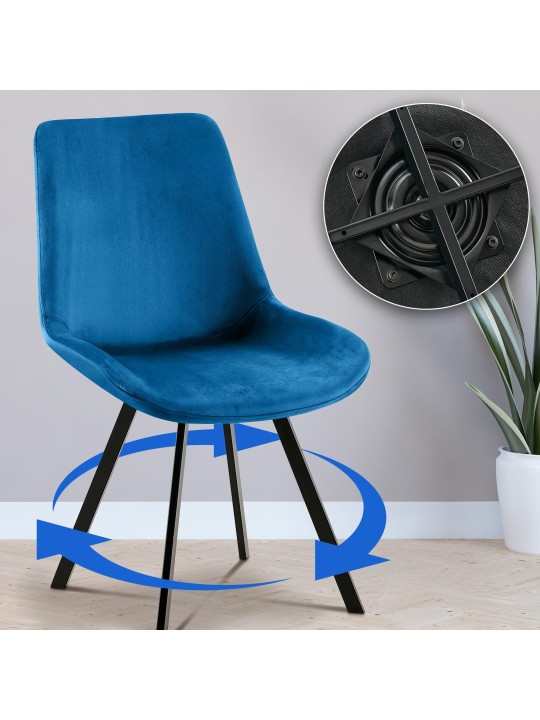 Zamatová jedálenská stolička Lewes, tmavomodrá