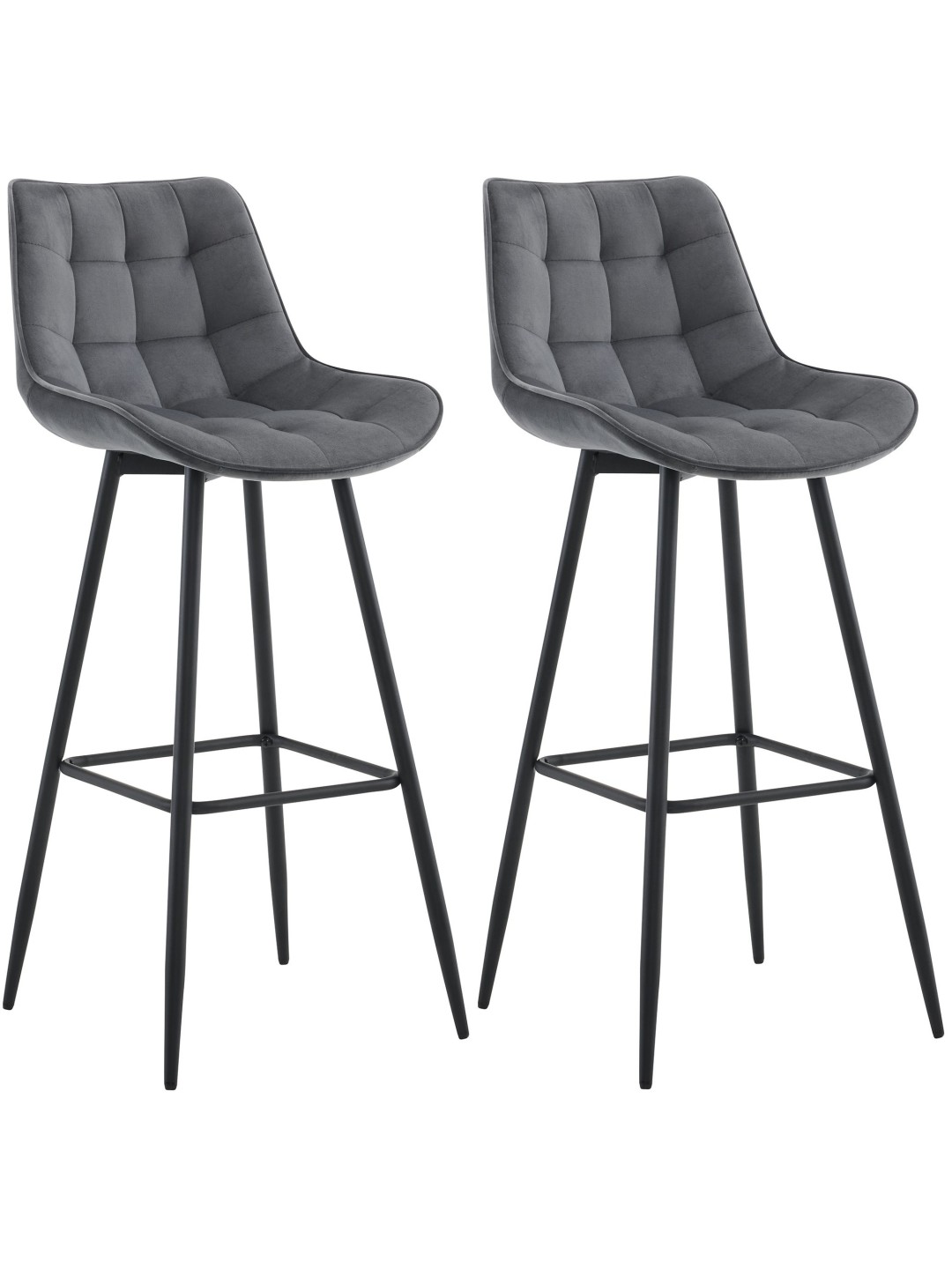 Sada 2 barových stoličiek Dartford velvet, tmavosivá