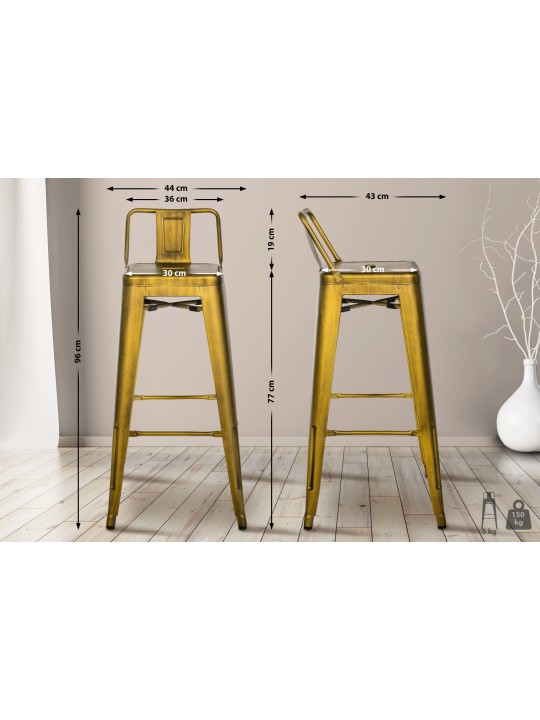Sada 2 barových stoličiek Mason, zlatá