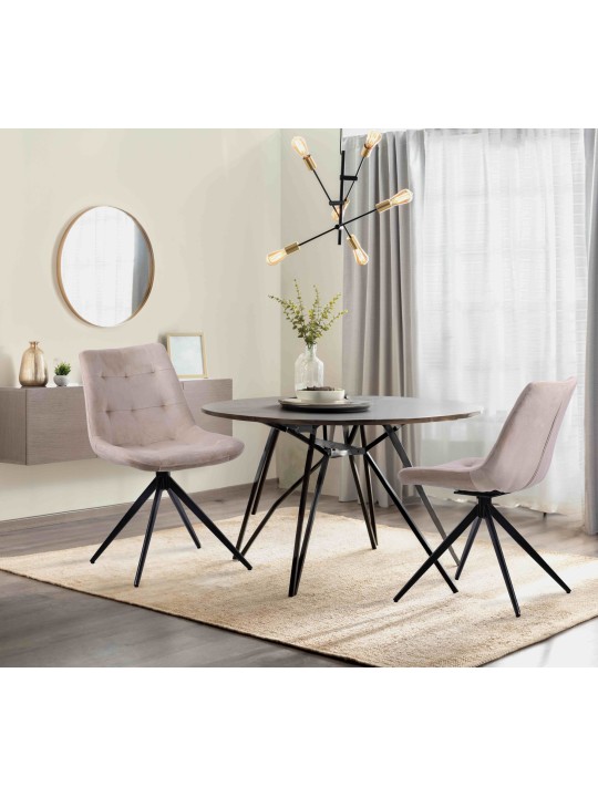 Zamatová jedálenská stolička Merna, krémová