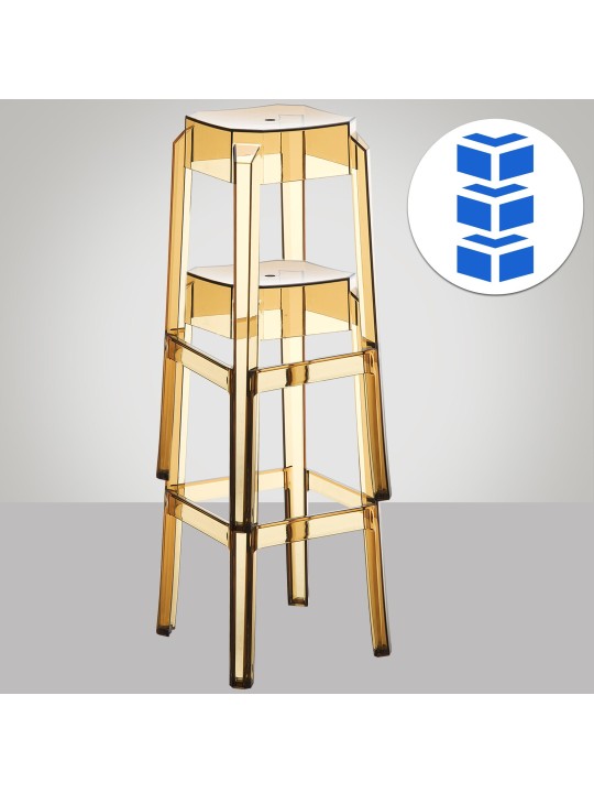 Barová stolička Fox, priehľadná, jantárová