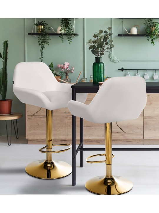 Sada 2 barových stoličiek Braga zlatá umelá koža, biela