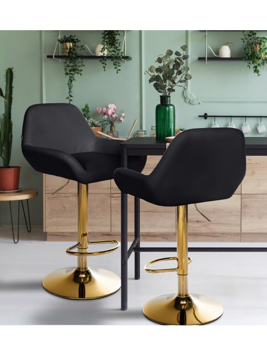 Sada 2 barových stoličiek Braga zlatá umelá koža, čierna