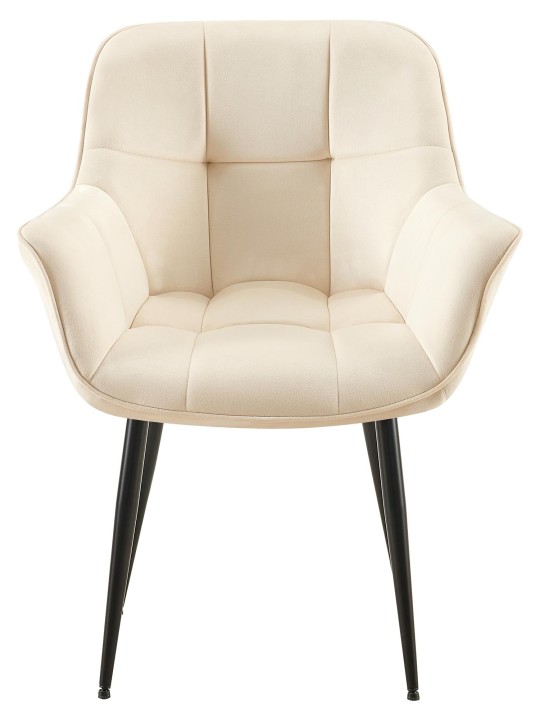 Zamatová jedálenská stolička Roseville, krémová