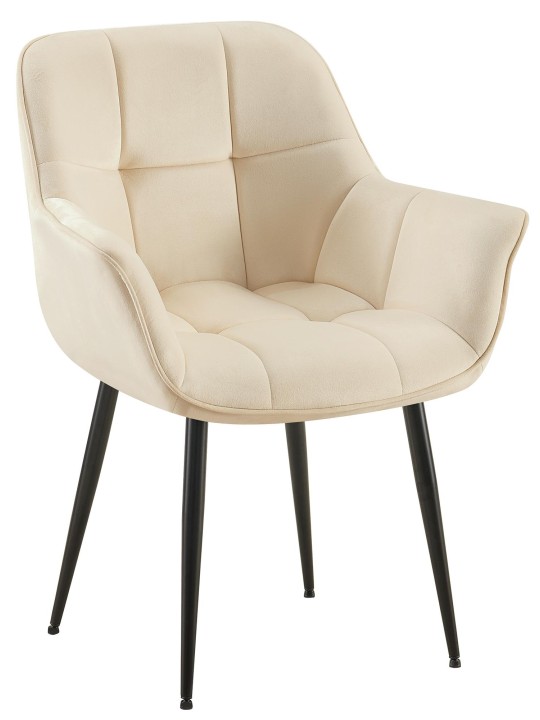 Zamatová jedálenská stolička Roseville, krémová
