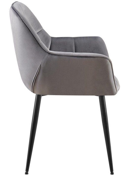 Zamatová jedálenská stolička Roseville, tmavosivá