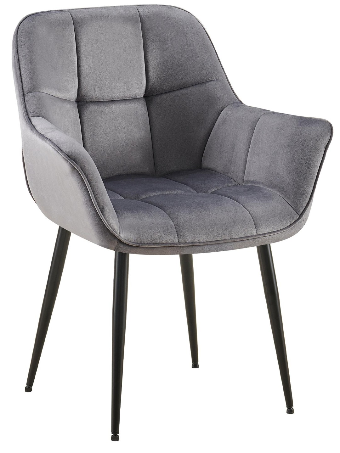 Zamatová jedálenská stolička Roseville, tmavosivá