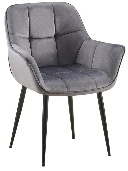 Zamatová jedálenská stolička Roseville, tmavosivá