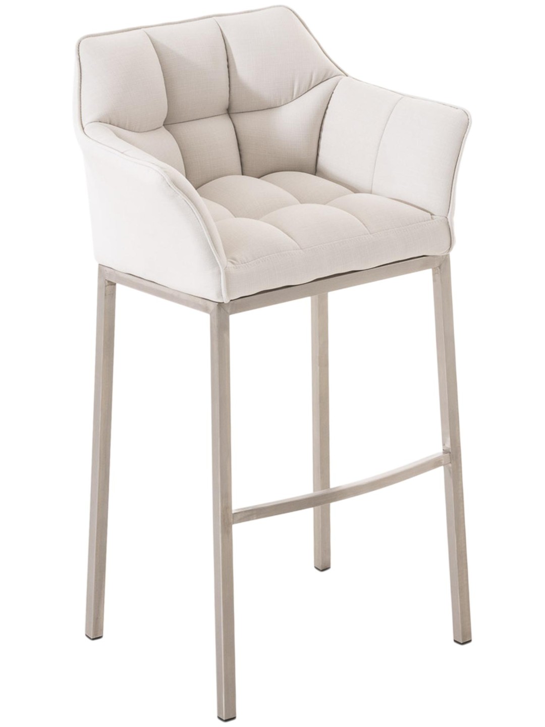 Barová stolička Damaso E látka so 4-stopovým rámom, biela