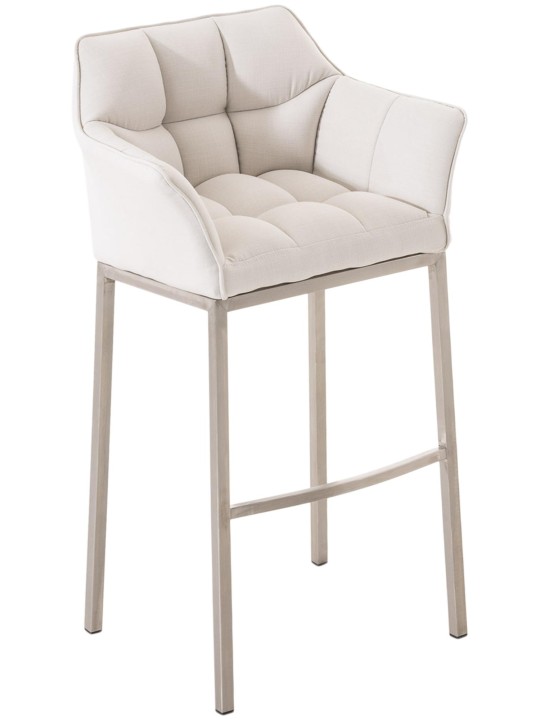 Barová stolička Damaso E látka so 4-stopovým rámom, biela