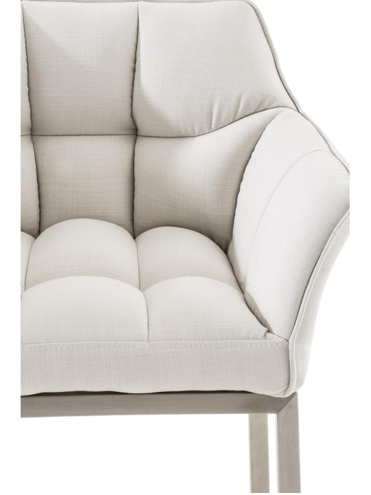 Barová stolička Damaso E látka so 4-stopovým rámom, biela