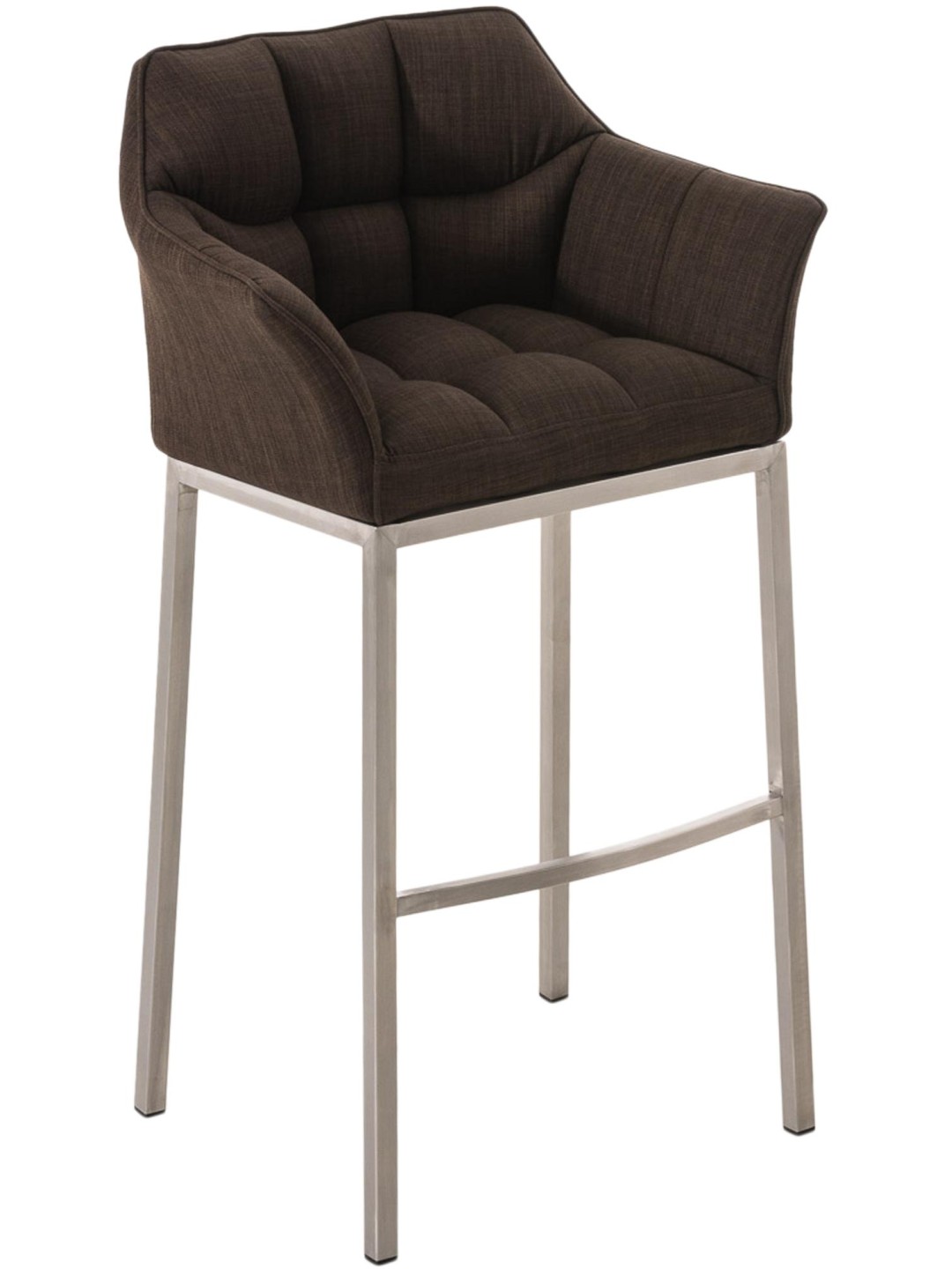 Barová stolička Damaso E látka so 4-stopovým rámom, hnedá