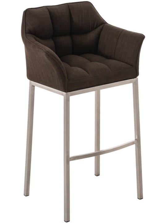 Barová stolička Damaso E látka so 4-stopovým rámom, hnedá