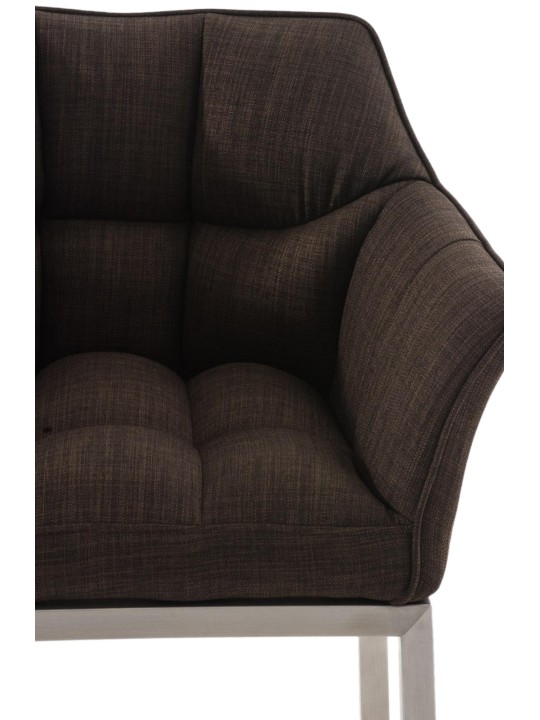 Barová stolička Damaso E látka so 4-stopovým rámom, hnedá