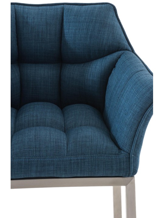 Barová stolička Damaso E látka so 4-stopovým rámom, modrá