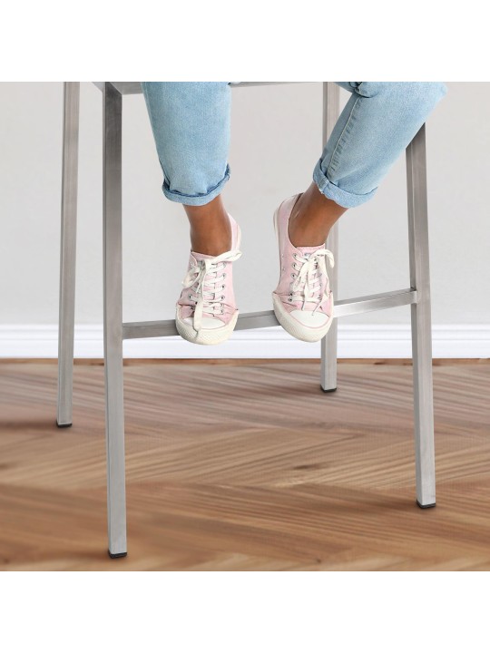 Barová stolička Damaso E látka so 4-stopovým rámom, modrá