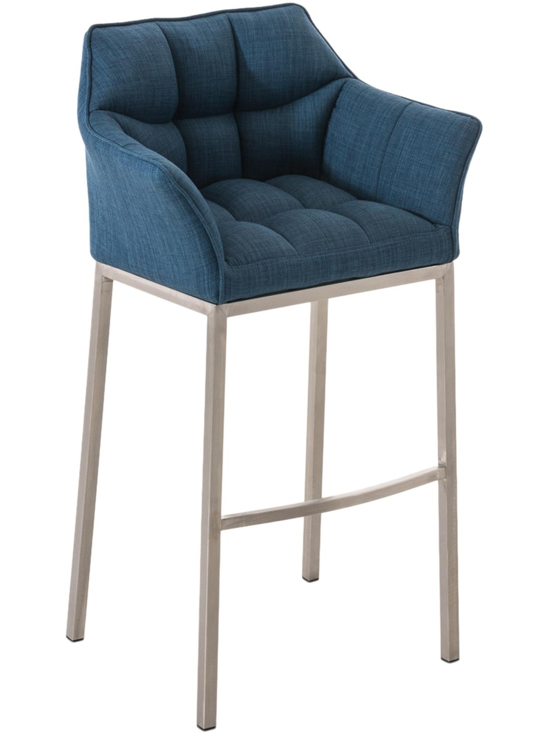 Barová stolička Damaso E látka so 4-stopovým rámom, modrá