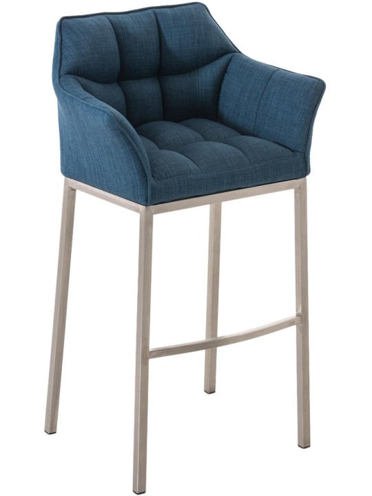 Barová stolička Damaso E látka so 4-stopovým rámom, modrá