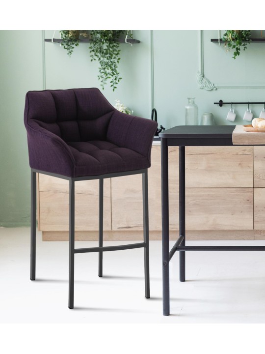 Barová stolička Damaso B látka so 4-stopovým rámom, fialová