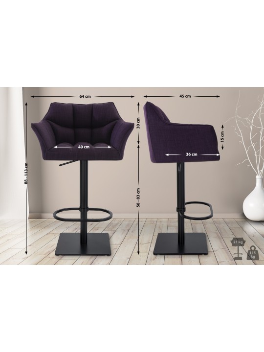 Barová stolička Damaso B látka, fialová