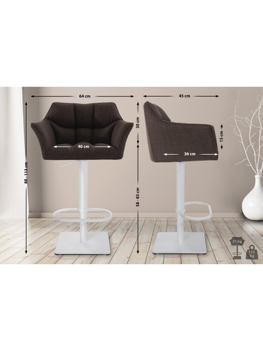 Barová stolička Damaso W látka, hnedá