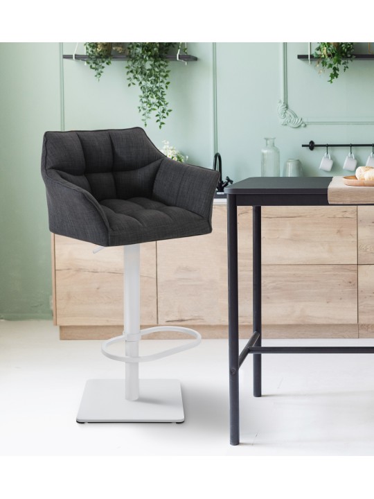 Barová stolička Damaso W látka, tmavosivá