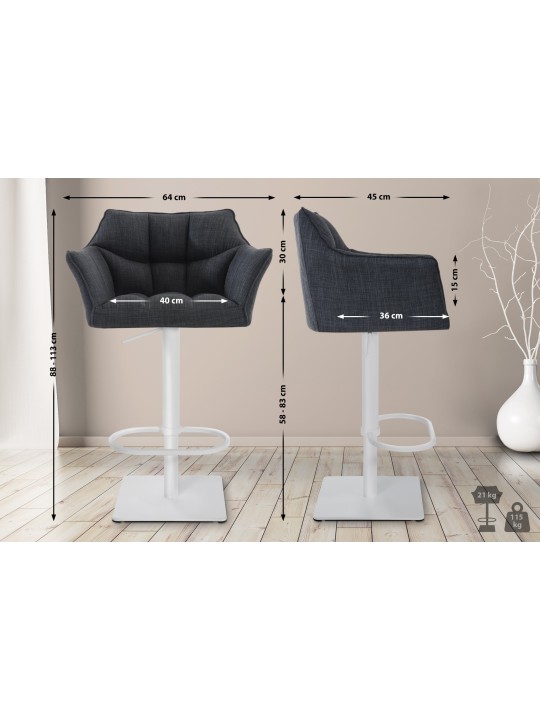 Barová stolička Damaso W látka, tmavosivá