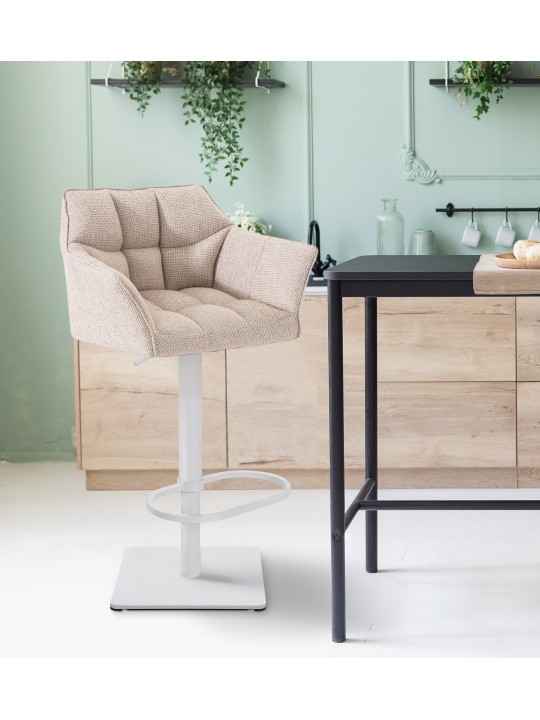 Barová stolička Damaso W látka, slonová kosť