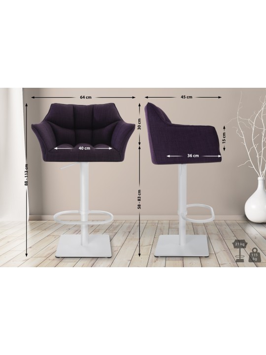 Barová stolička Damaso W látka, fialová