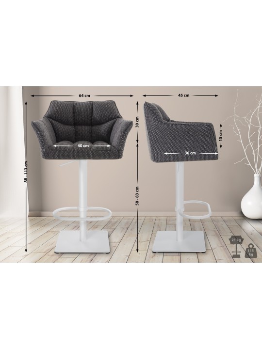 Barová stolička Damaso W látka, titanovo sivá