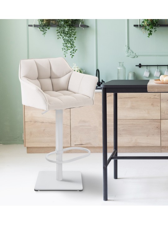 Barová stolička Damaso W látka, biela