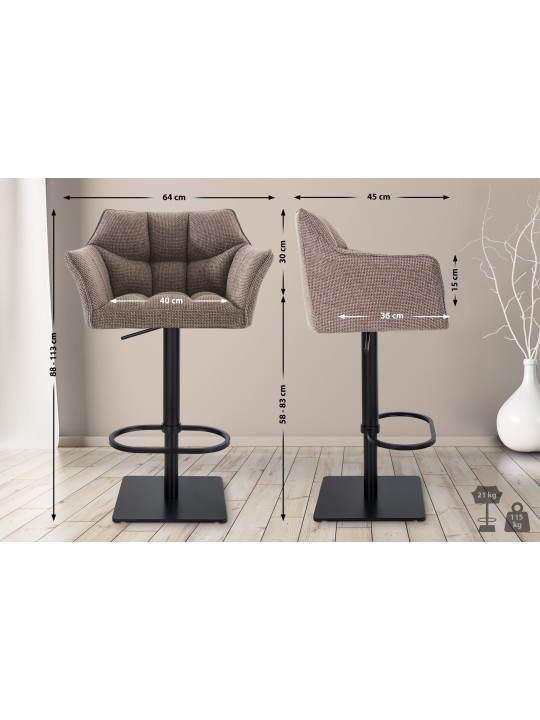 Sada 2 barových stoličiek Damaso látka, terakotovo hnedá