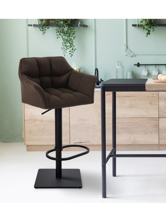 Sada 2 barových stoličiek Damaso látka, hnedá