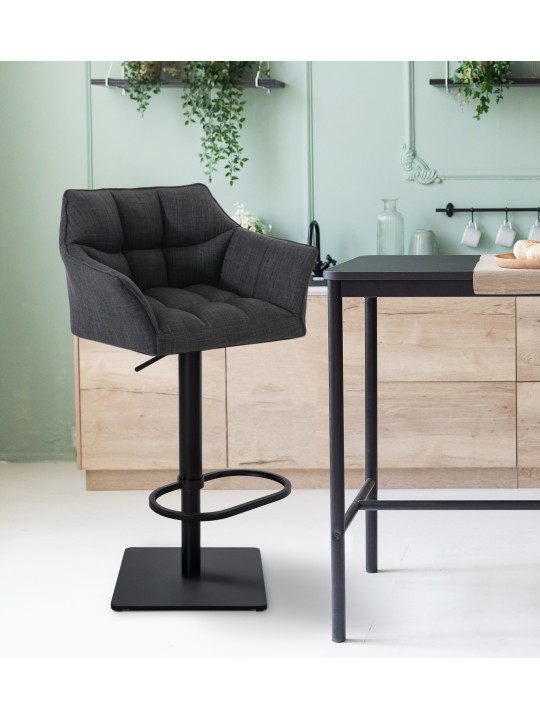 Sada 2 barových stoličiek Damaso látka, tmavosivá