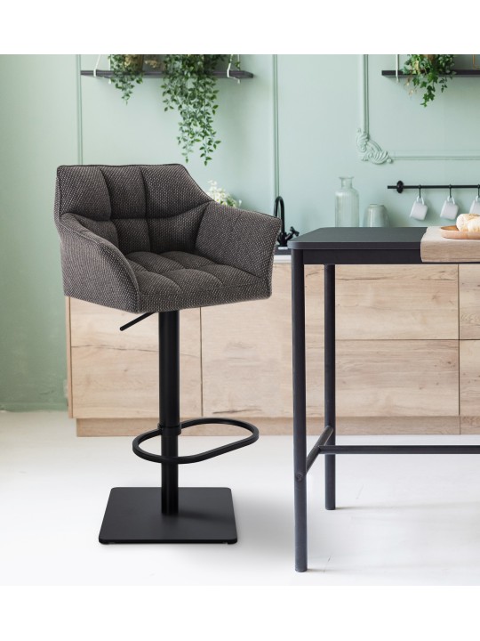 Sada 2 barových stoličiek Damaso látka, titanovo sivá