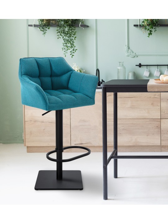 Sada 2 barových stoličiek Damaso látka, tyrkysová