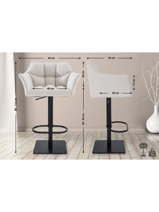 Sada 2 barových stoličiek Damaso látka, biela
