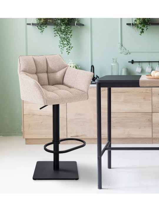 Sada 2 barových stoličiek Damaso látka, slonová kosť