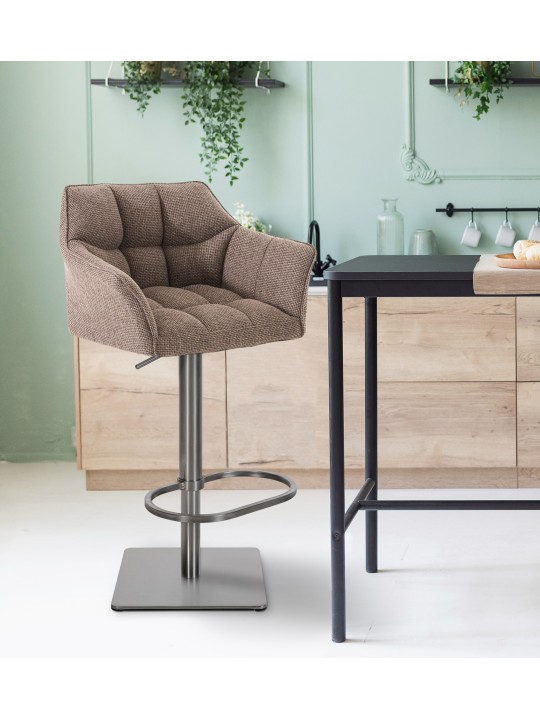Sada 2 barových stoličiek Damaso látka nerez, terakotovo hnedá