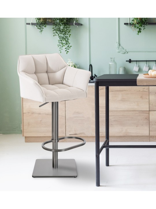 Sada 2 barových stoličiek Damaso látka nerez, biela