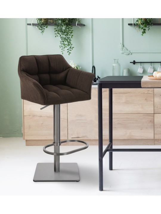 Sada 2 barových stoličiek Damaso látka nerez, hnedá