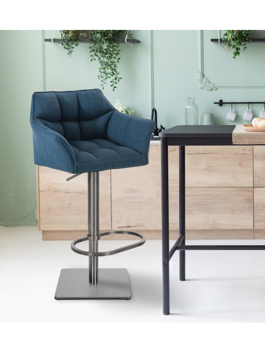 Sada 2 barových stoličiek Damaso látka nerez, modrá