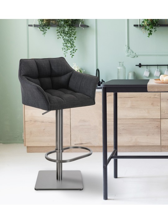 Sada 2 barových stoličiek Damaso látka nerez, tmavosivá
