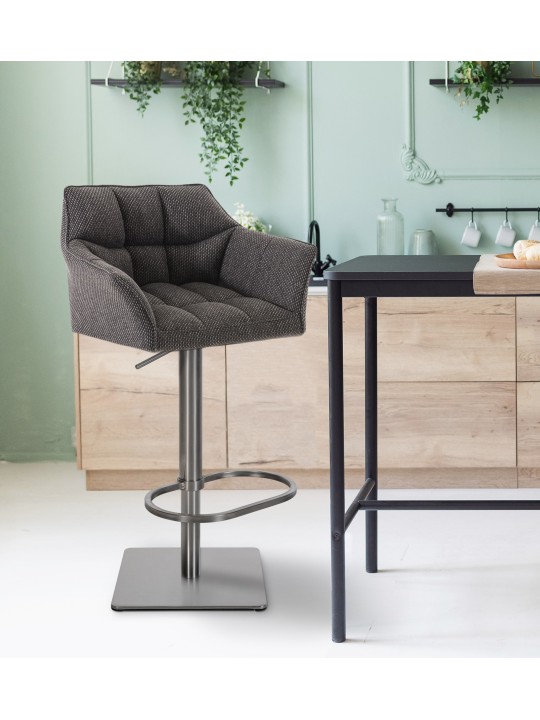 Sada 2 barových stoličiek Damaso látka nerez, titanovo sivá