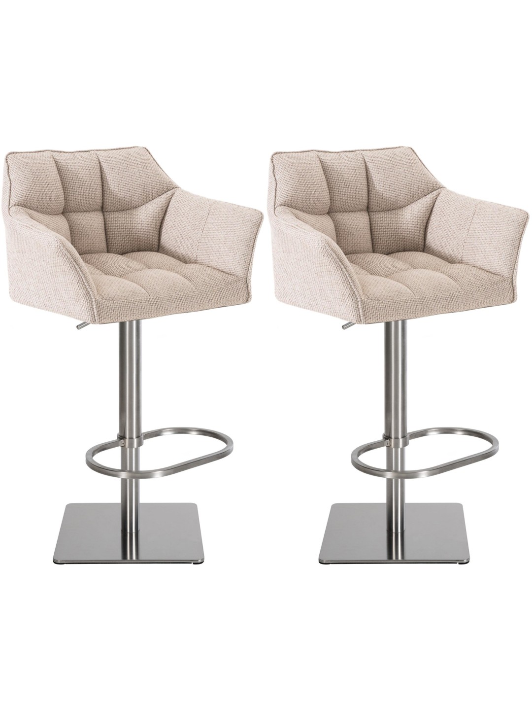 Sada 2 barových stoličiek Damaso látka nerez, slonová kosť