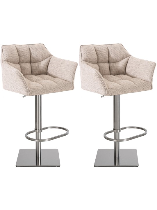 Sada 2 barových stoličiek Damaso látka nerez, slonová kosť