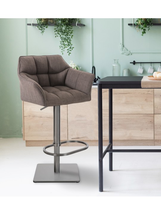 Sada 2 barových stoličiek Damaso látka nerez, sivá