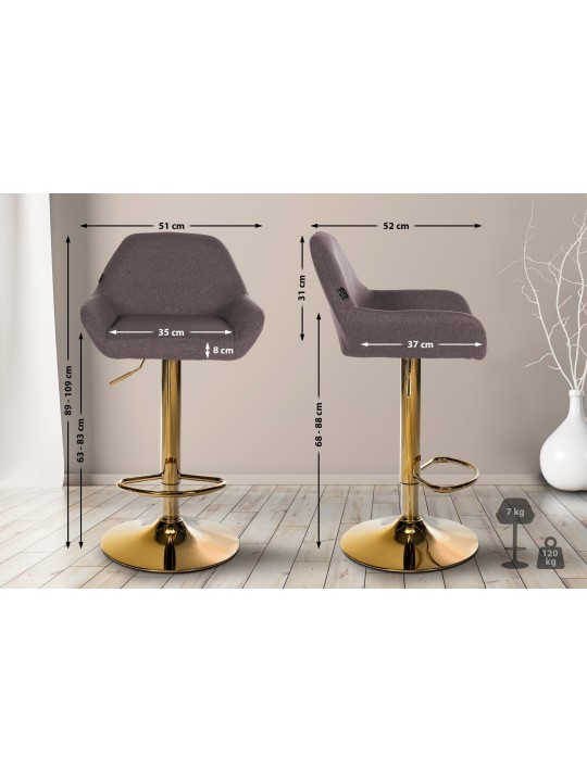 Barová stolička Braga Gold látka, hnedá